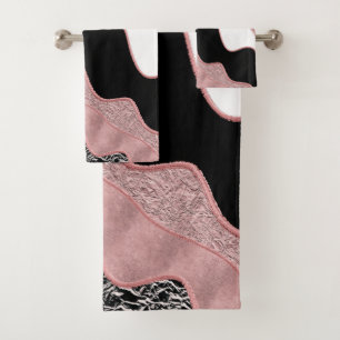 Rose Gold Rose Abstrait Moderne Vague Glamour Tend