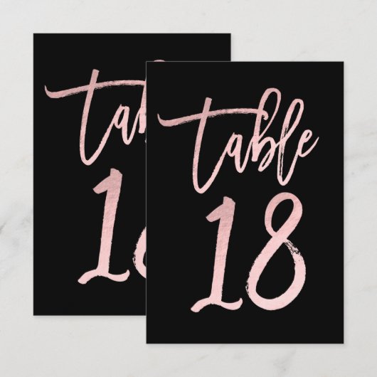 Rose Gold Rose Clair Moderne Numéro de Table 18 (Devant / Derrière)