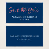 Rose Gold Rose et Navy Blue Foil Enregistrer la da (Devant & derrière)