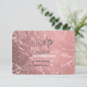Rose Gold Rose Moderne Marbre Réponse RSVP (Debout devant)
