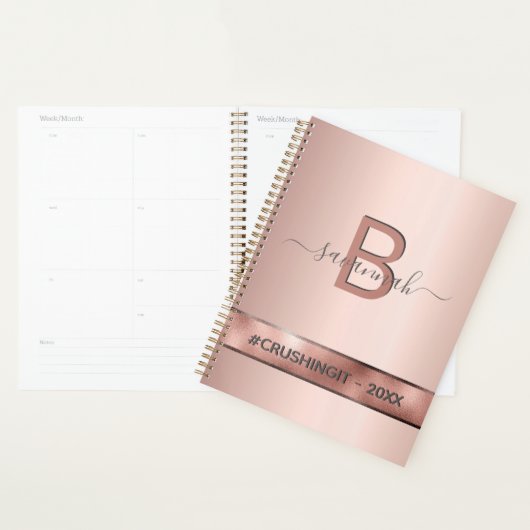 Rose gold rose monogram motivationnelle 2023 (Devant avec enveloppe)