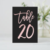 Rose Gold Rose Pailleté Moderne Numéro de Table 20 (Debout devant)