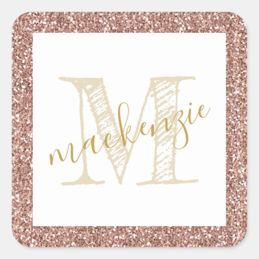 Rose Gold Rose Parties scintillant Nom Étiquette S (Devant)