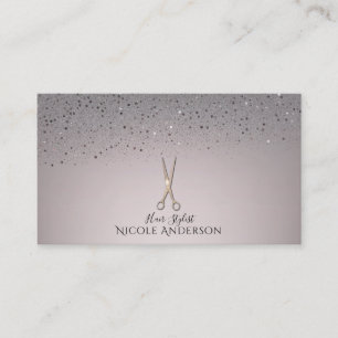 Rose Gold Salon Kappersschaar Roze Grijs Glitters Visitekaartje