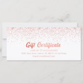 Rose Gold Salon Store Business Gift Certificate (Achterkant)