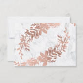 Rose Gold script floral blanc marbre rsvp mariage (Dos)