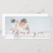 Rose Gold Script Minimal Mariage Photo Merci (Devant / Derrière)