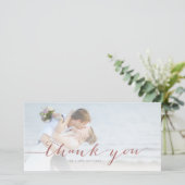 Rose Gold Script Minimal Mariage Photo Merci (Debout devant)