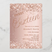 Rose gold script modern Sweet 16 Folie Uitnodiging (Voorkant)