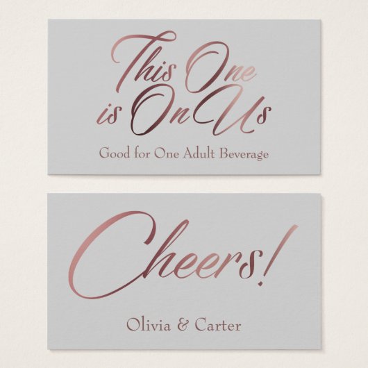 Rose Gold Script sur Lumineuse Grey Dricket Cartes (Devant & derrière)