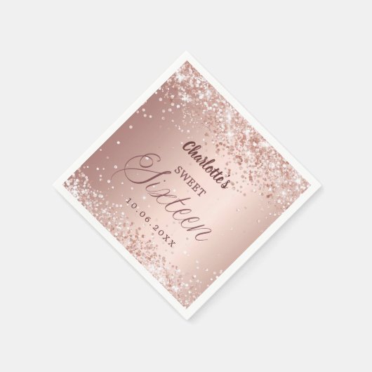 Rose gold script Sweet 16 Servet (Hoek)