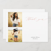 Rose Gold Script Two Photo Graduation Merci (Devant / Derrière)
