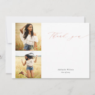 Rose Gold Script Two Photo Graduation Merci