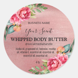 Rose Gold Shimmer Corps Beurre Étiquettes