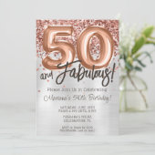 Rose Gold Silver 50e Anniversaire Fête Invitation (Debout devant)