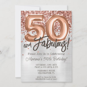 Rose Gold Silver 50e Anniversaire Fête Invitation