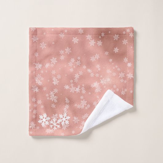Rose Gold Snowflake Serviettes de bain de Noël (Gant de toilette)