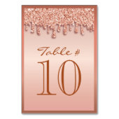 Rose Gold Sparkle Drippy Numéro de table Siège (Dos)