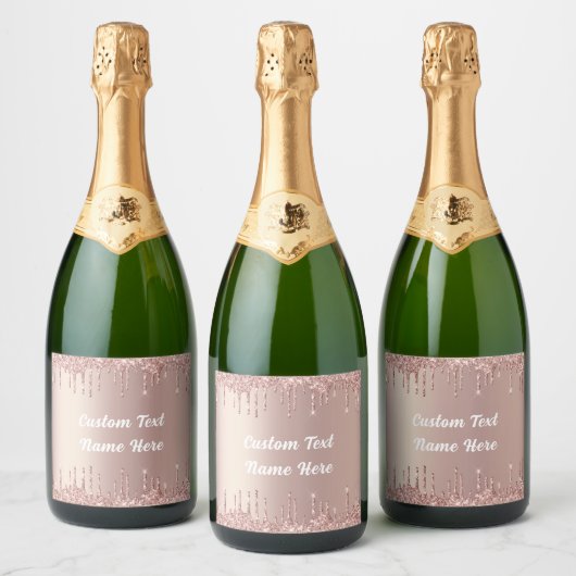 Rose Gold Sparkling Vin bouteille Étiquette Texte (Bouteilles)