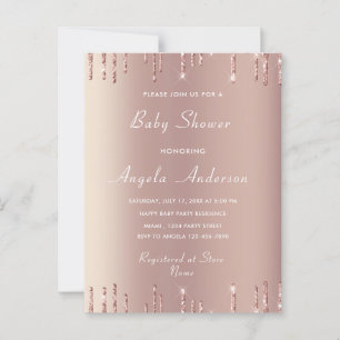 Rose Gold Sparkly Baby shower Invitation Exemple