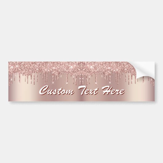 Rose Gold Sparkly Bumper Sticker with Custom Text (Devant)