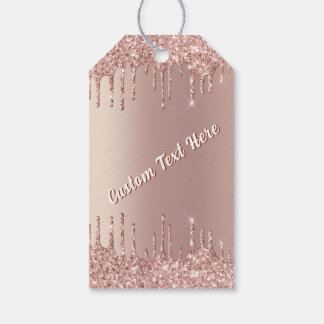 Rose Gold Sparkly Gift Tags with Custom Text Cadeaulabel