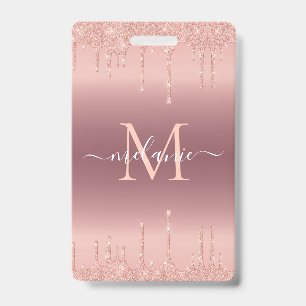 Rose Gold Sparkly Votre Lettre Nom Modèle Badge