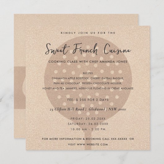 ROSE GOLD SPOON FORK CUISINE CLASSE INVITATION MOD (Devant / Derrière)