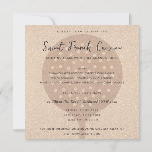 ROSE GOLD SPOON FORK CUISINE CLASSE INVITATION MOD (Devant)