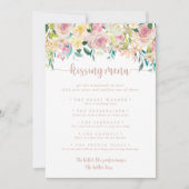 Rose Gold Spring Floral Kissing Menu Carte de jeu (Devant)