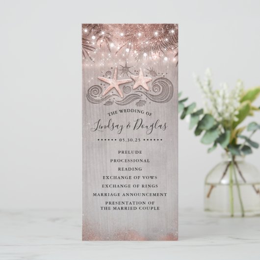 Rose Gold Starfish Couple Beach Programmes de mari (Debout devant)