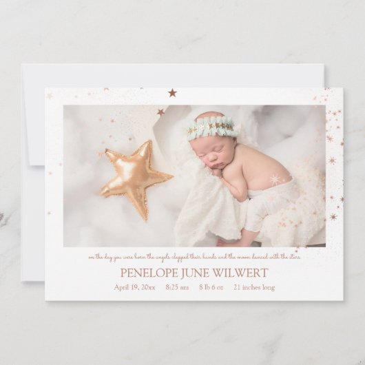 Rose Gold Stars Girl Faire-part de naissance (Devant)