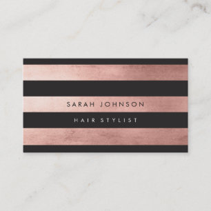 Rose Gold Stripes Hair Stylliste Cartes de visite