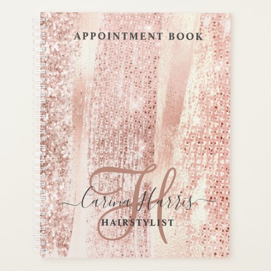 Rose Gold Strokes Hairstylist carnet de rendez-vou (Devant)
