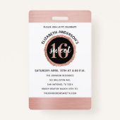 Rose Gold Sweet 16 Anniversaire VIP Badge (Dos)
