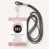 Rose Gold Sweet 16 Anniversaire VIP Badge (Derrière avec lanière)