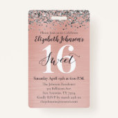 Rose Gold Sweet 16 Anniversaire VIP Badge (Dos)