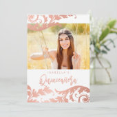 Rose Gold Swirls Photo Quinceanera Invitations (Debout devant)