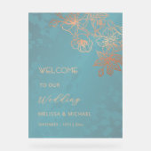 Rose Gold Teal Transparent Wedding Acryl Bord (Voorkant)