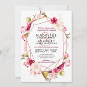 Rose Gold Terrarium géométrique Mariage Invitation (Devant)
