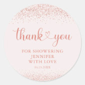 Rose Gold Thank You Confetti Heart Sticker (Devant)