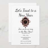 Rose Gold Toast New Year Party Invitation (Devant / Derrière)