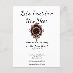 Rose Gold Toast New Year Party Invitation
