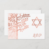 Rose Gold Tree of Life Bat mitzvah RSVP (Devant / Derrière)