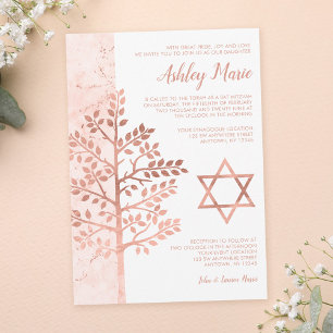 Rose Gold Tree of Life Invitations Bat mitzvah