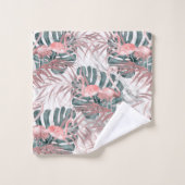 Rose Gold Tropical Flamants roses Feuilles et marb (Gant de toilette)
