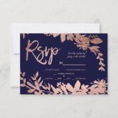 Rose Gold typographie florale marine bleu rsvp mar (Devant)
