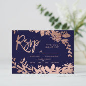 Rose Gold typographie florale marine bleu rsvp mar (Debout devant)