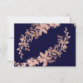Rose Gold typographie florale marine bleu rsvp mar (Dos)