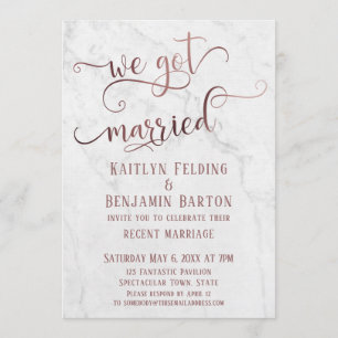 Rose Gold "We Got Married" Typografie met Marmer Kaart